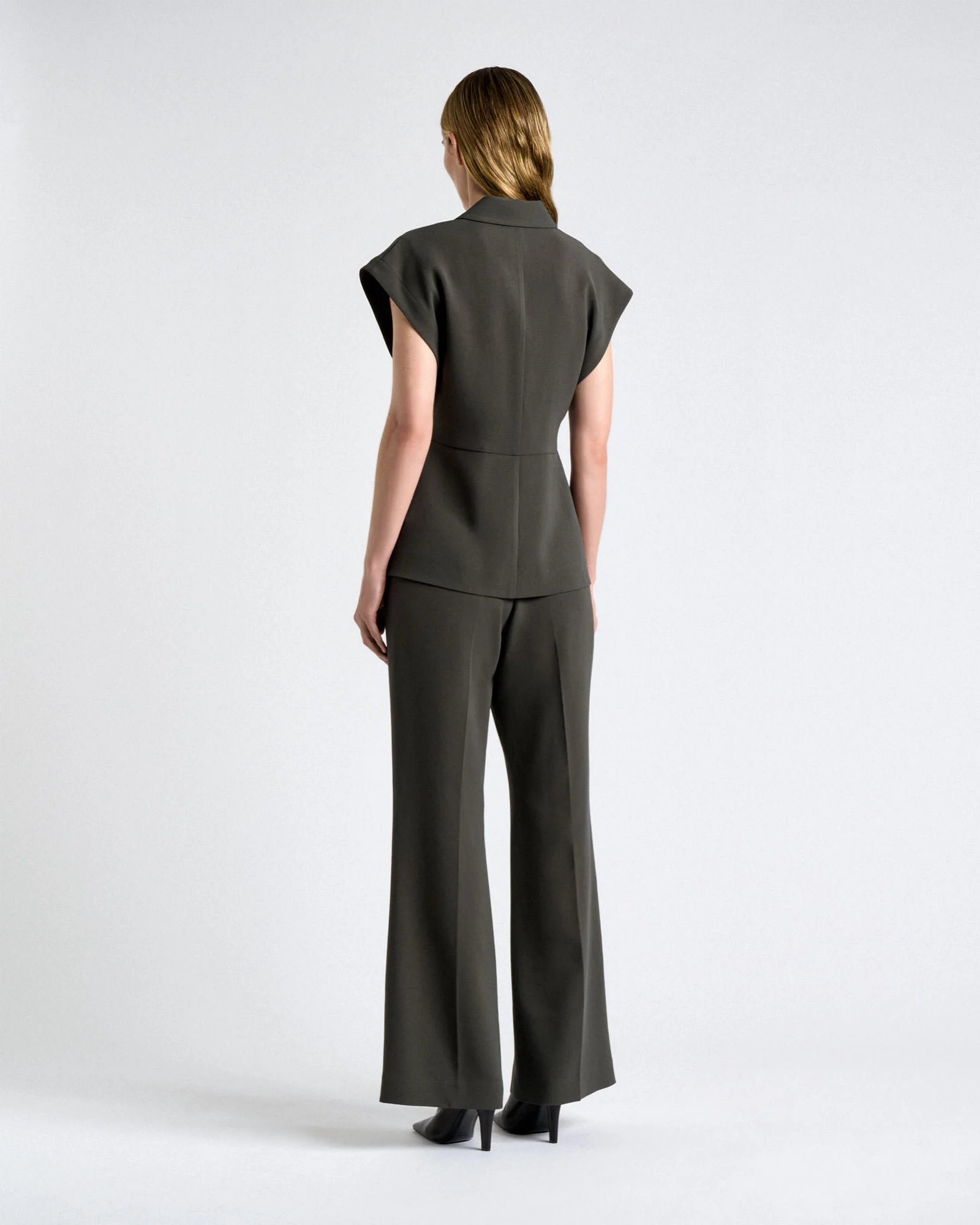 Acetate Crepe Relaxed Shoulder Waistcoat - Image 6