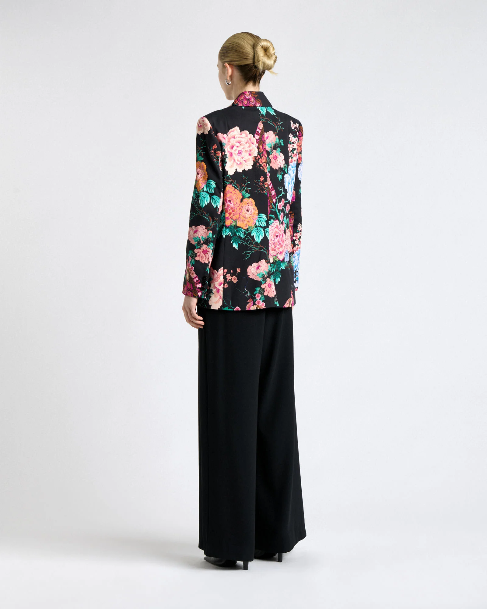 Black Peacock Garden Faille Blazer - Image 4