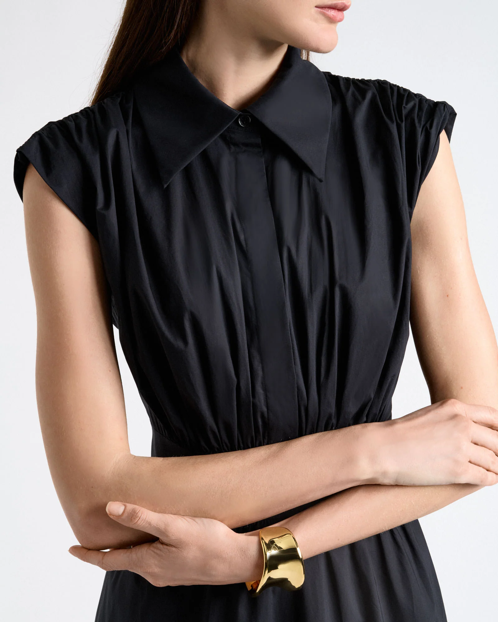 Black Soft Finish Cotton Shirt Dress - Image 3