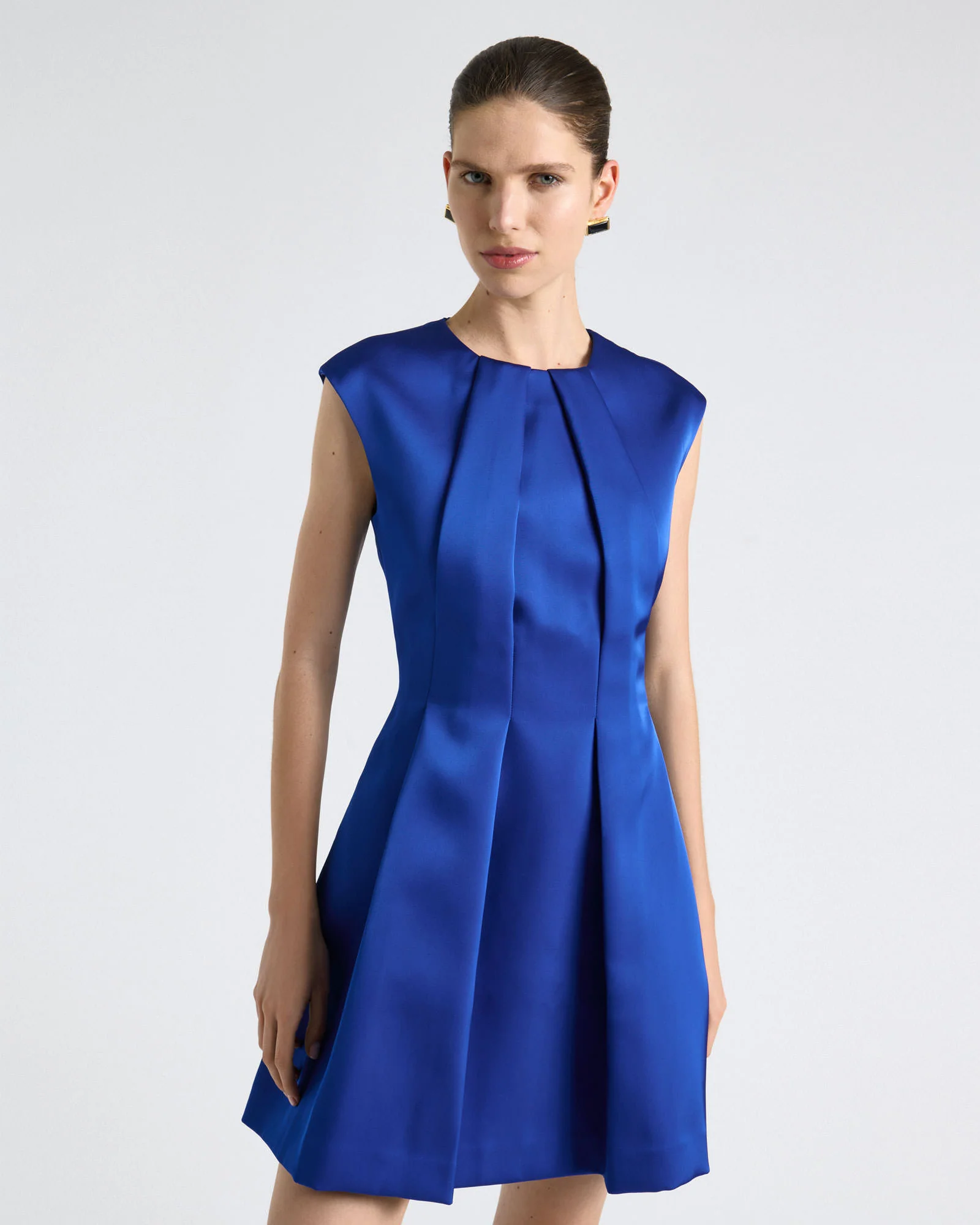 Bonded Satin Sculptured Mini Dress - Image 2