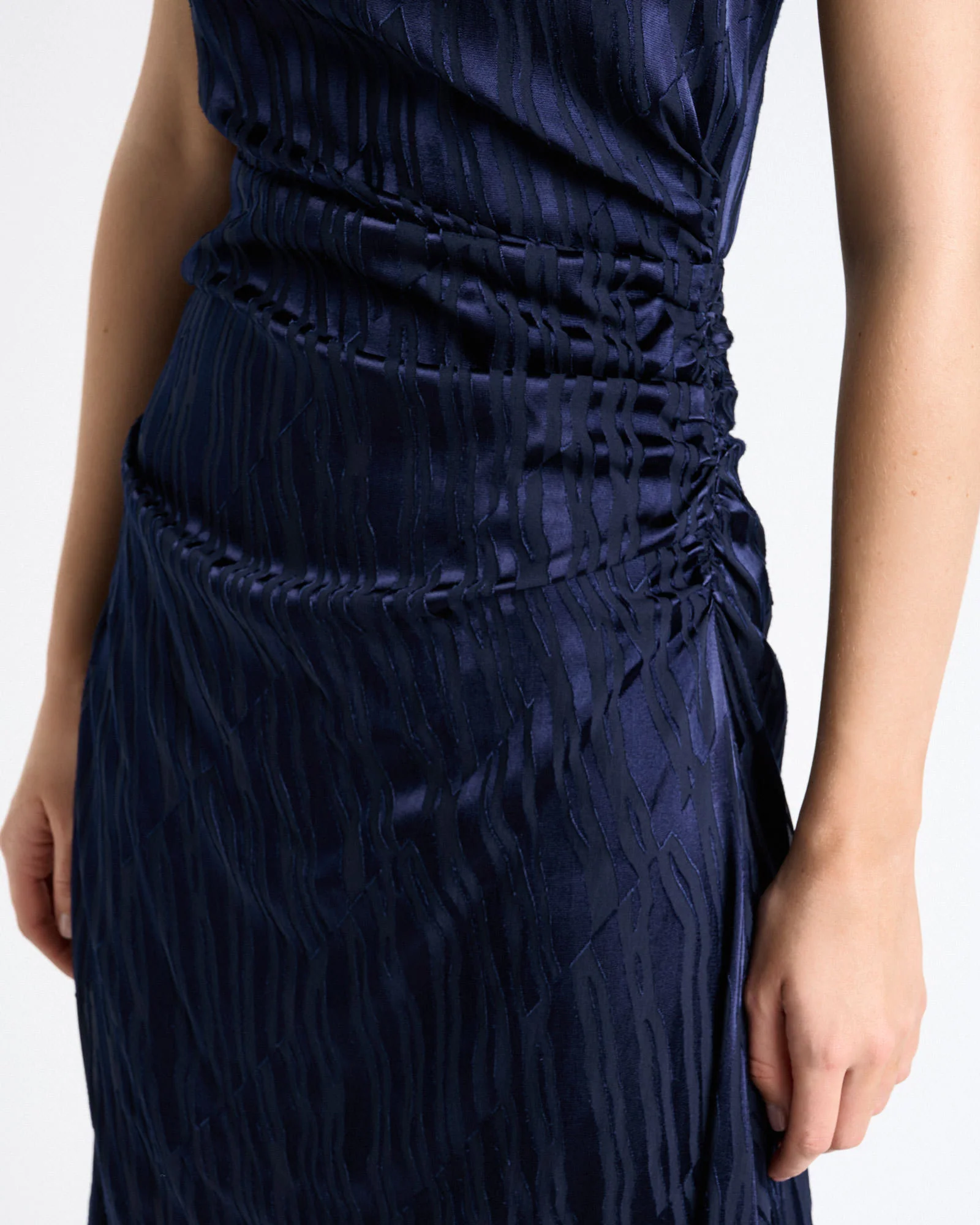 Broken Stripe Burnout Asymmetric Midi Dress - Image 3