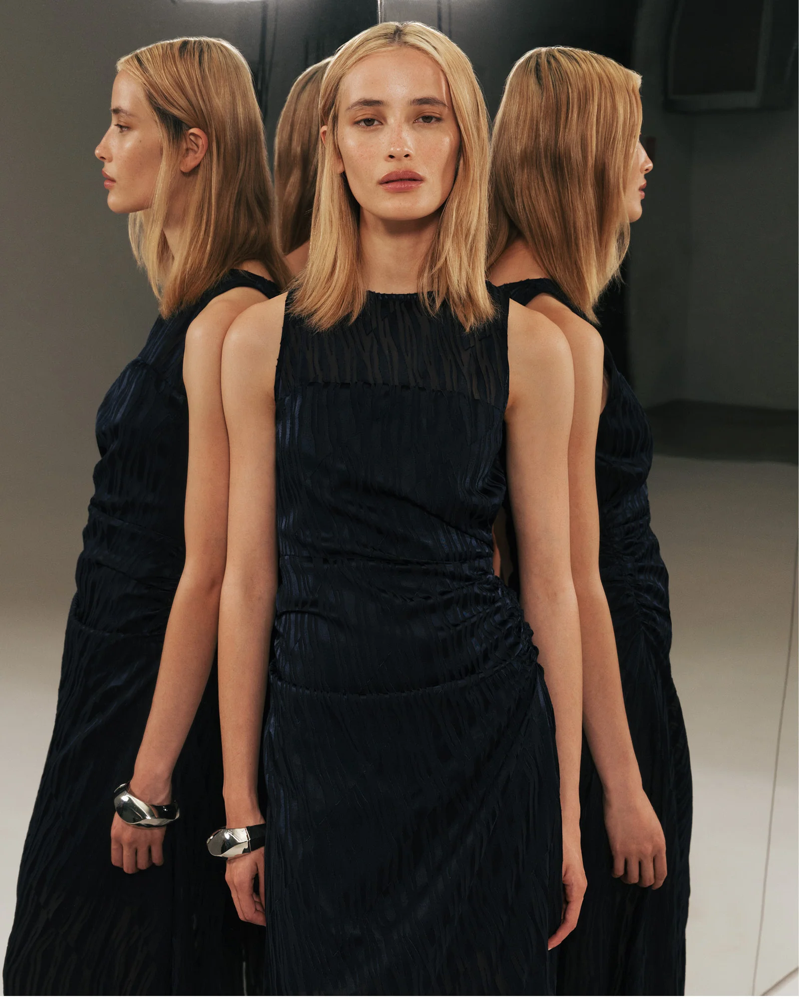 Broken Stripe Burnout Asymmetric Midi Dress - Image 7