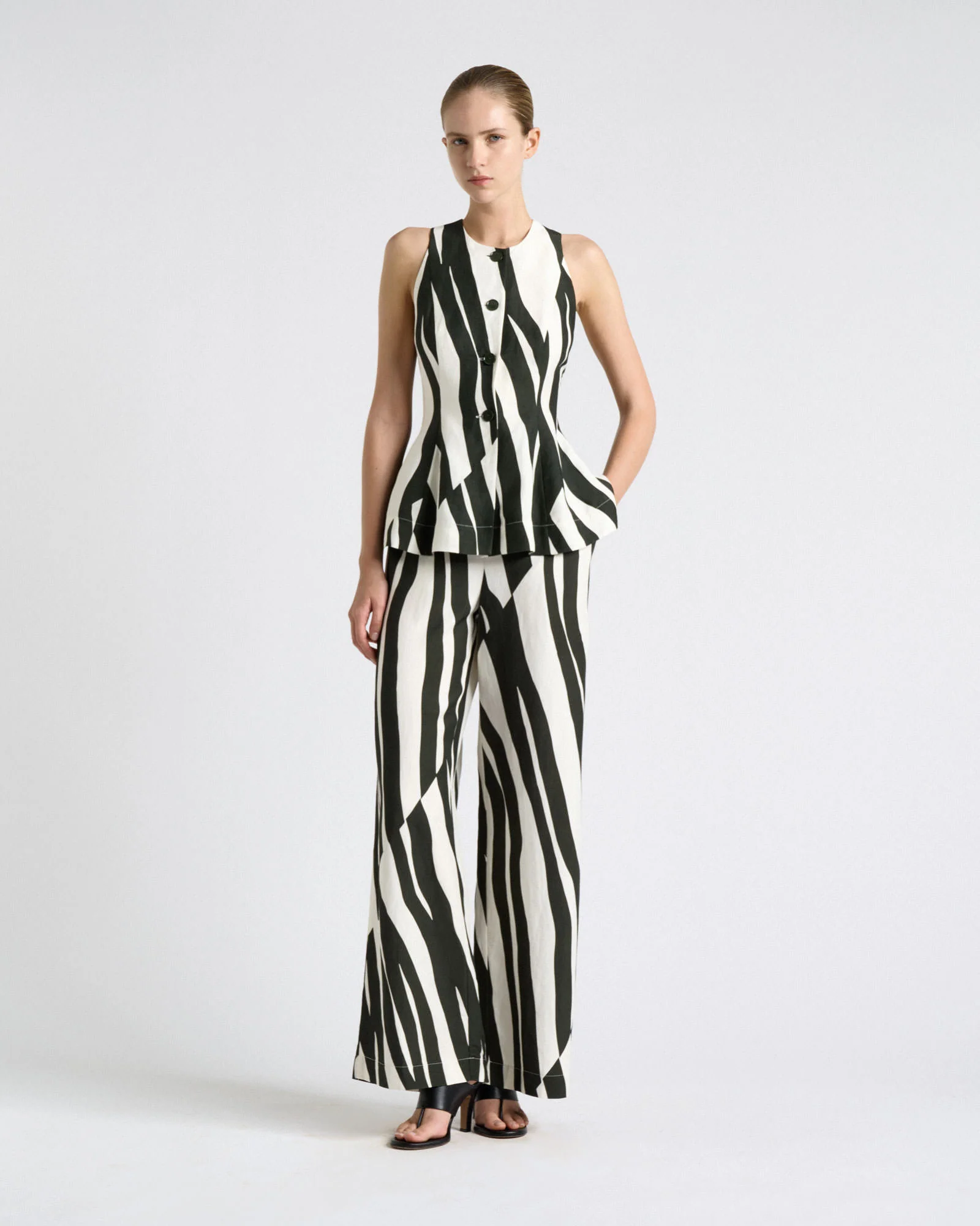 Broken Stripe Peplum Top - Image 2