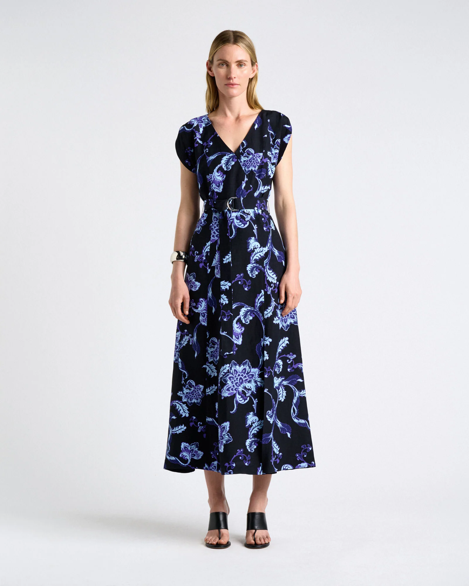 Chintz Floral Asymmetric Midi Dress