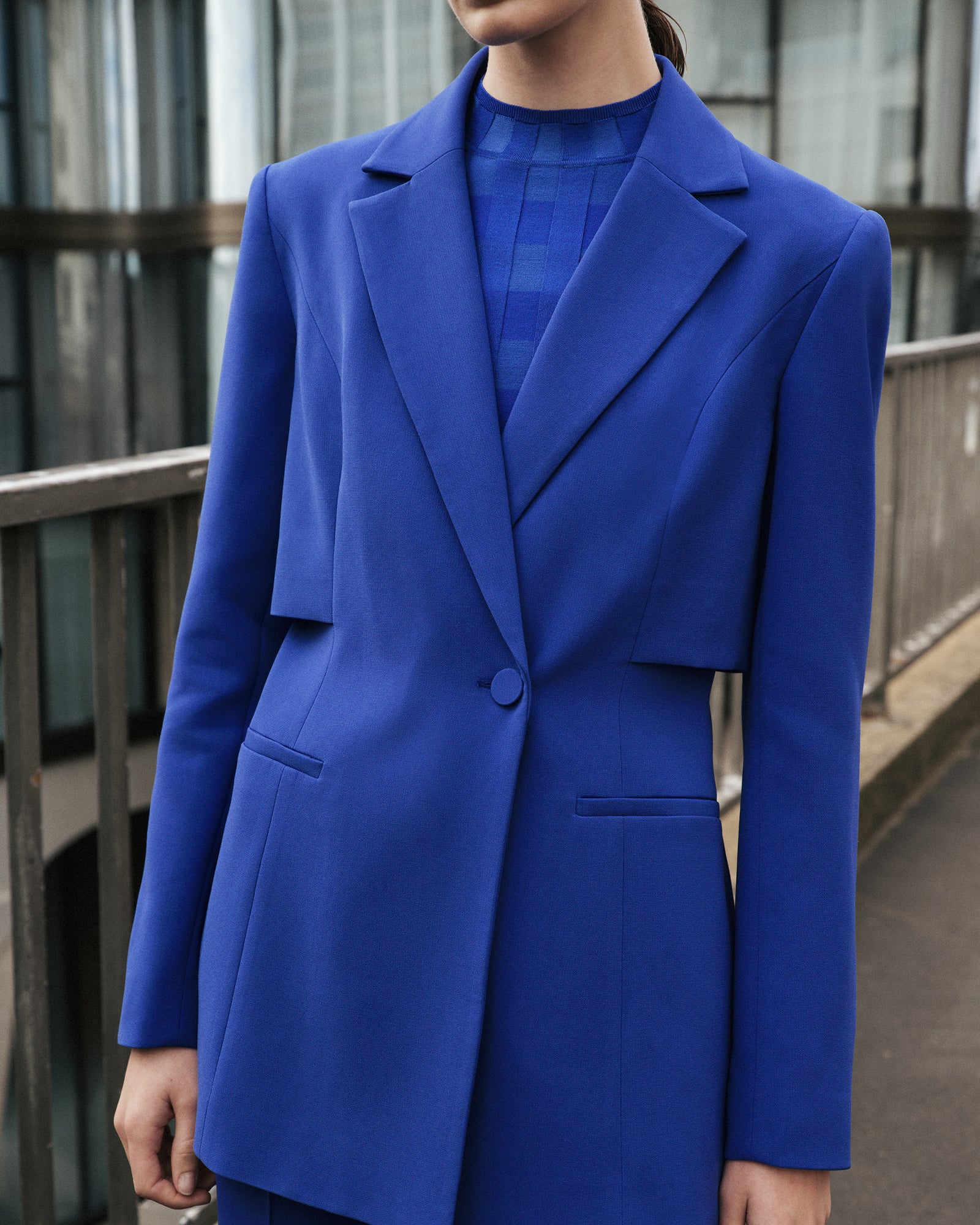 Cobalt Side Storm Flap Detail Blazer - Image 5