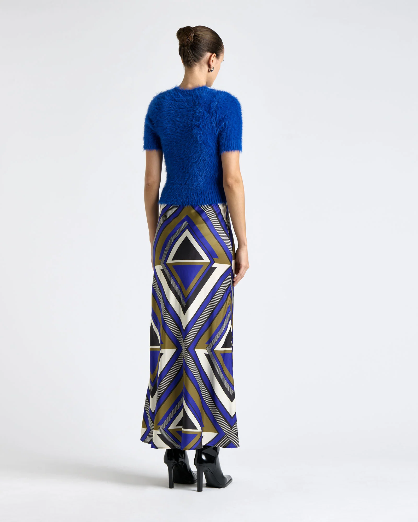 Cobalt Tile Bias Midi Skirt - Image 3