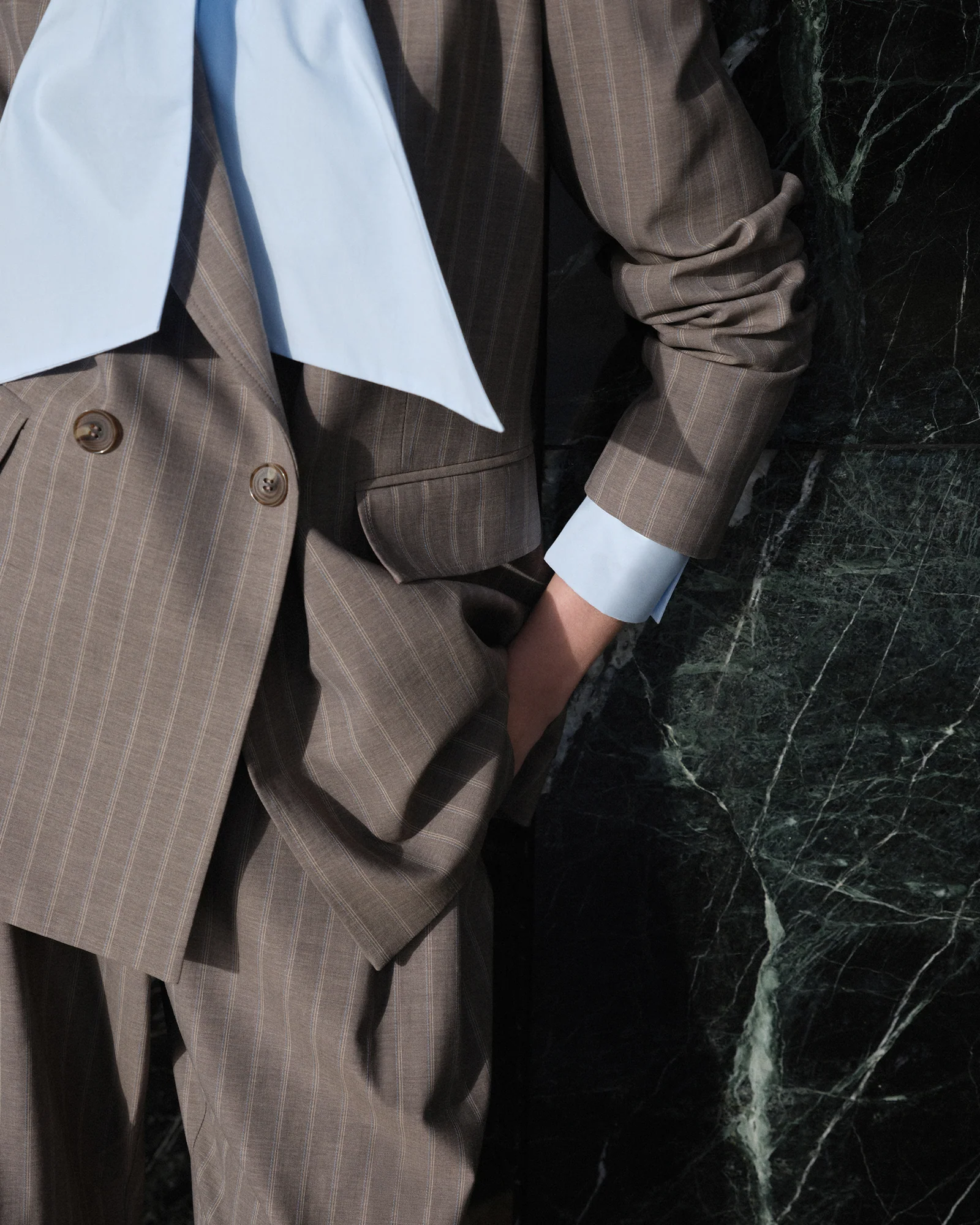 European Stripe Double Breasted Blazer - Image 6