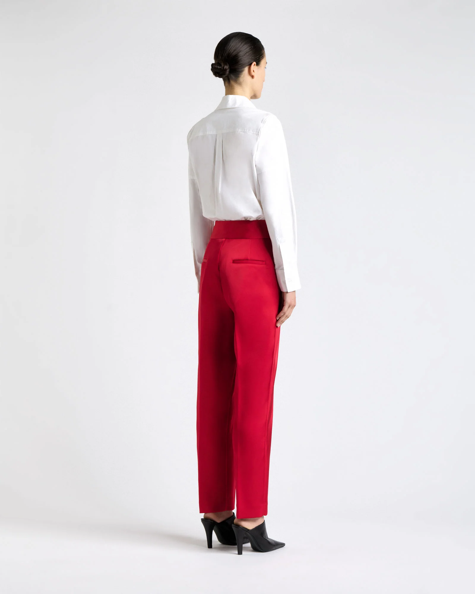 Fuchsia Bonded Satin Barrell Leg Pant - Image 4
