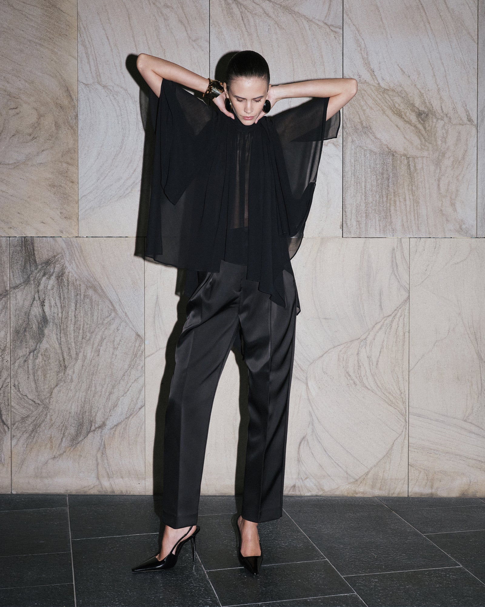 Georgette Caped Ruffle Blouse - Image 6