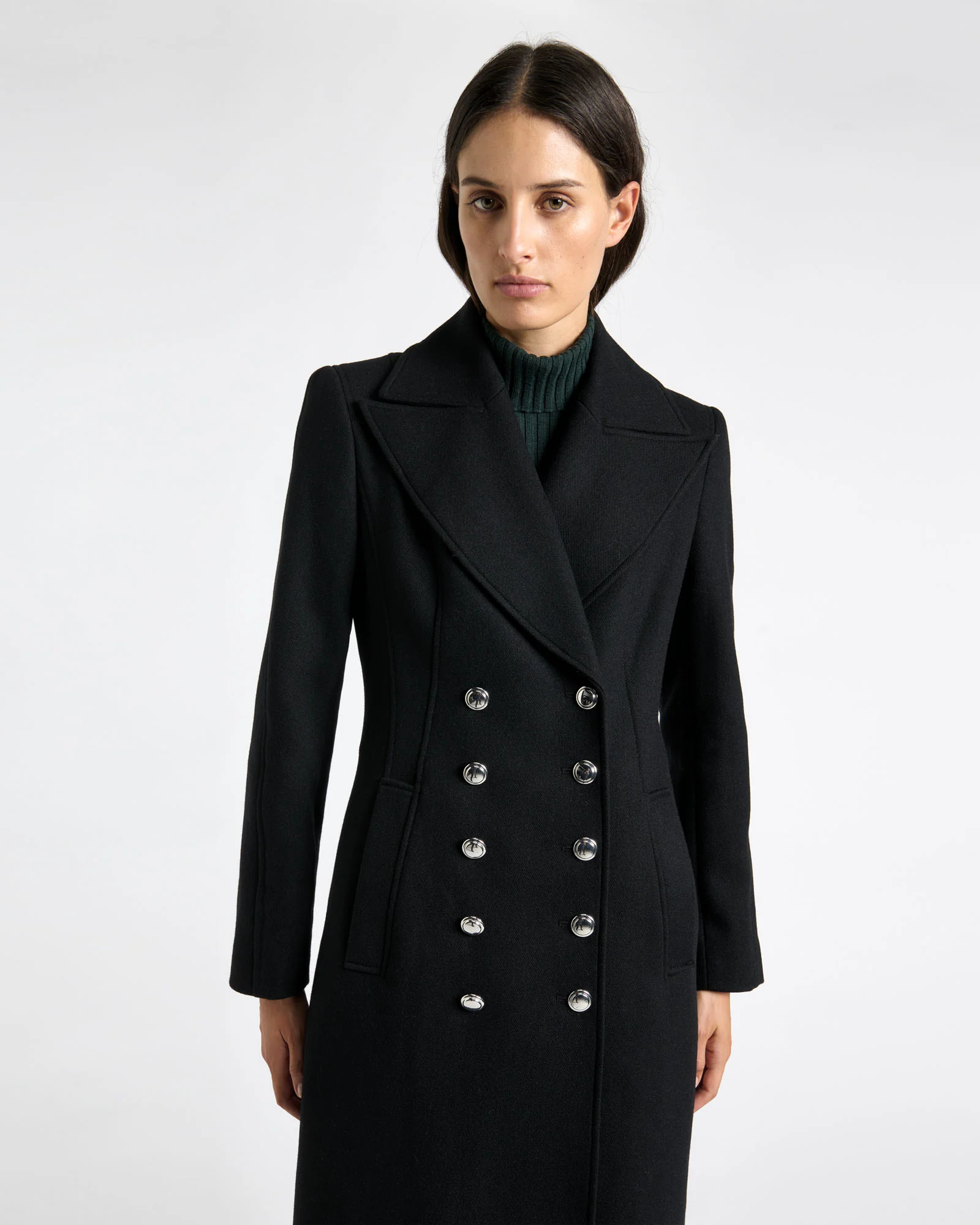 Italian Wool Military Hourglass Coat - Image 4