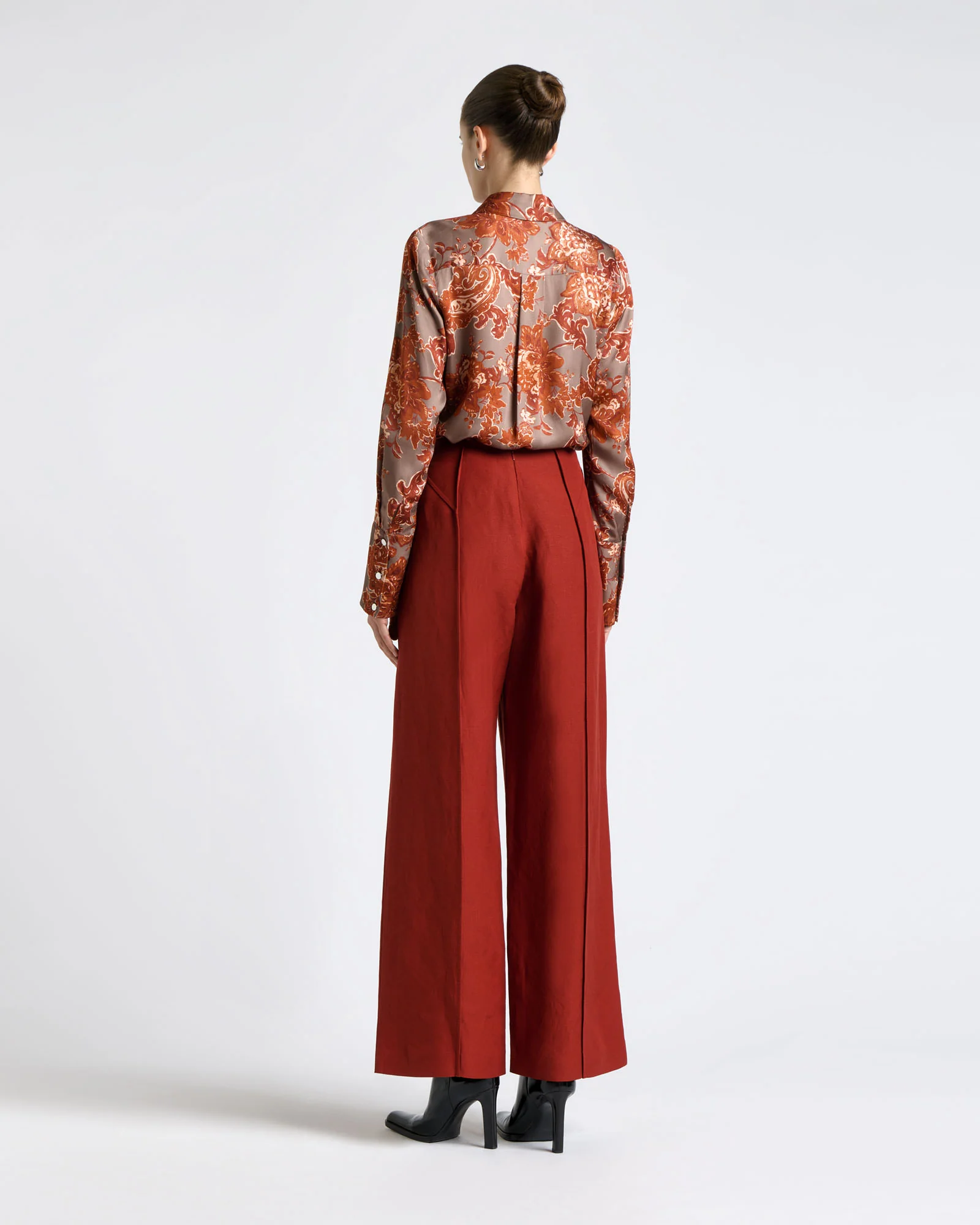 Linen Blend Panelled Straight Leg Pant - Image 5