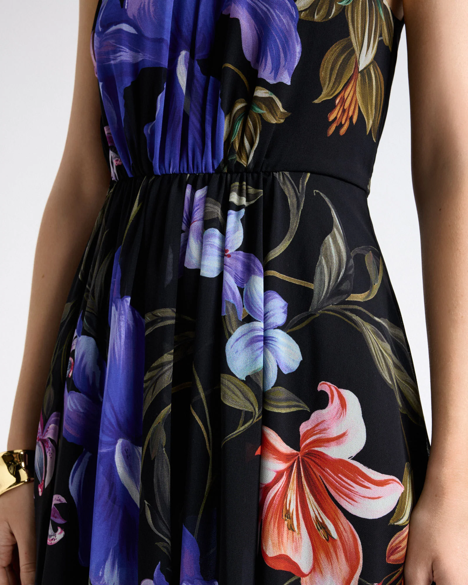 Midnight Tropical Georgette Halter Dress - Image 3