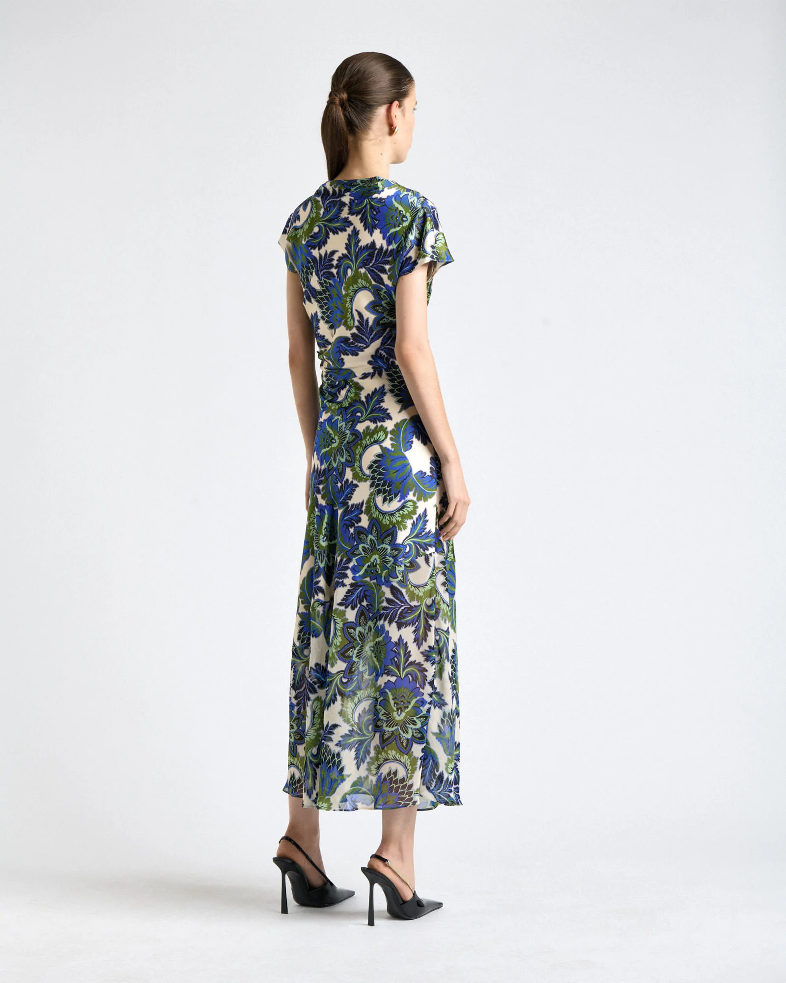 Mirage Satin Drape Neck Midi Dress - Image 5