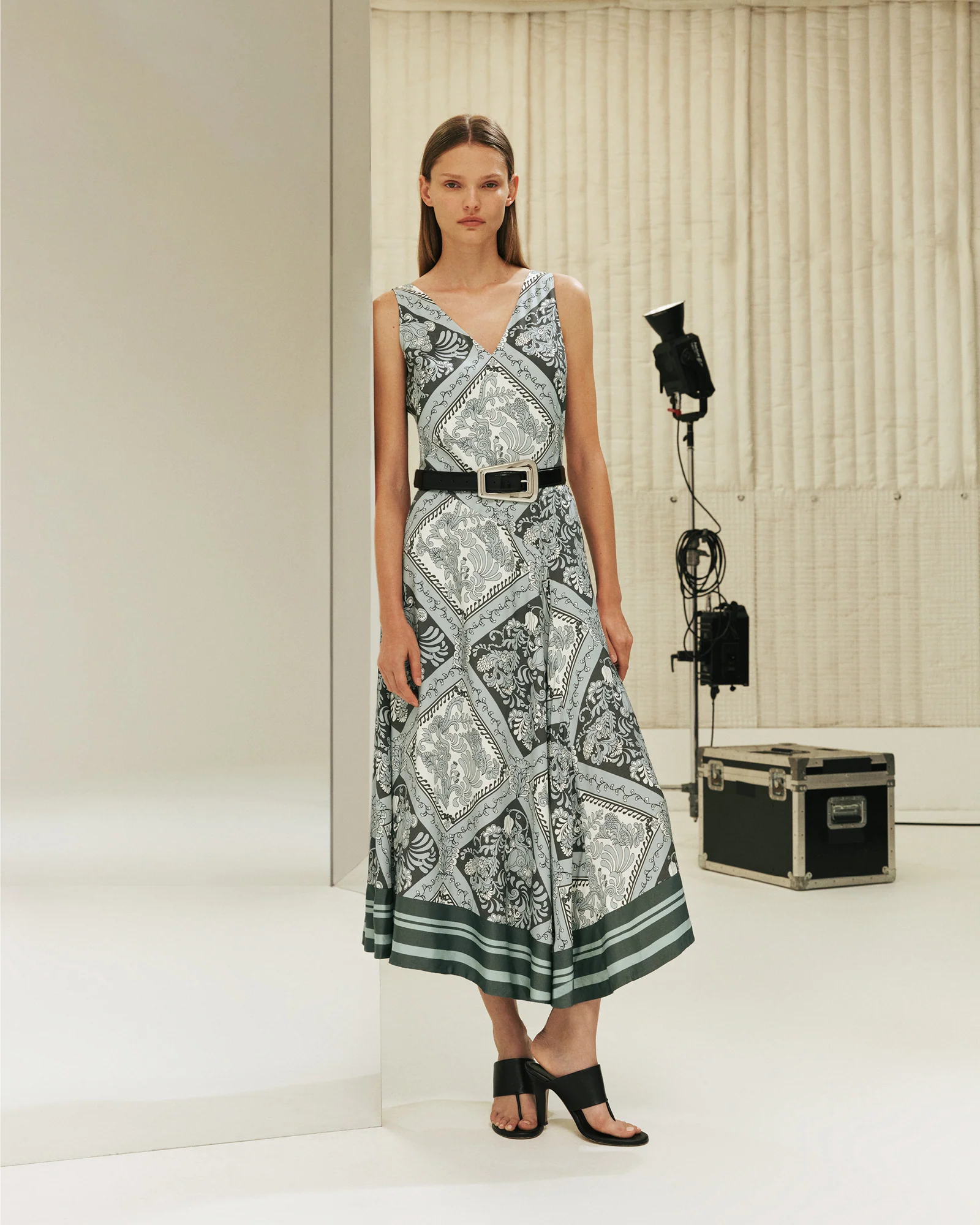Ornate Tile V-neck Midi Dress - Image 6