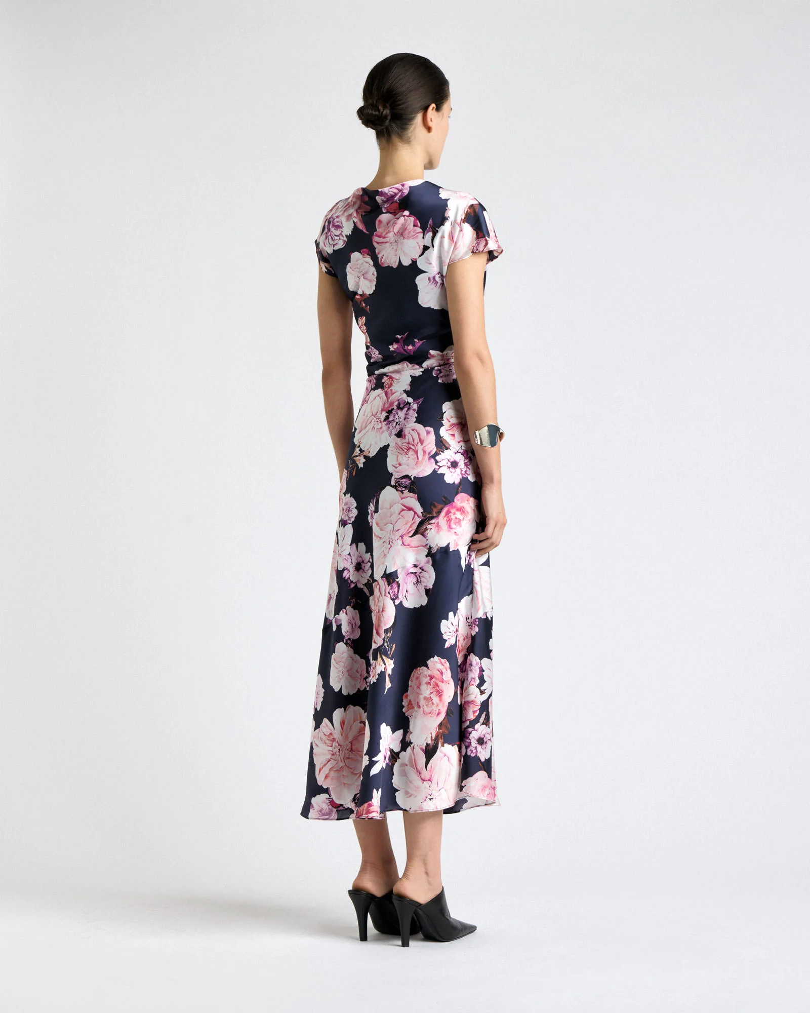 Photographic Rose Satin Midi Dress - Image 4
