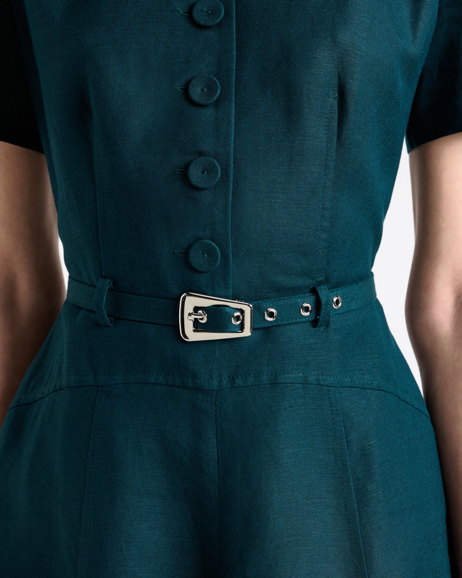 Pine Linen Blend Flippy Mini Dress - Image 3