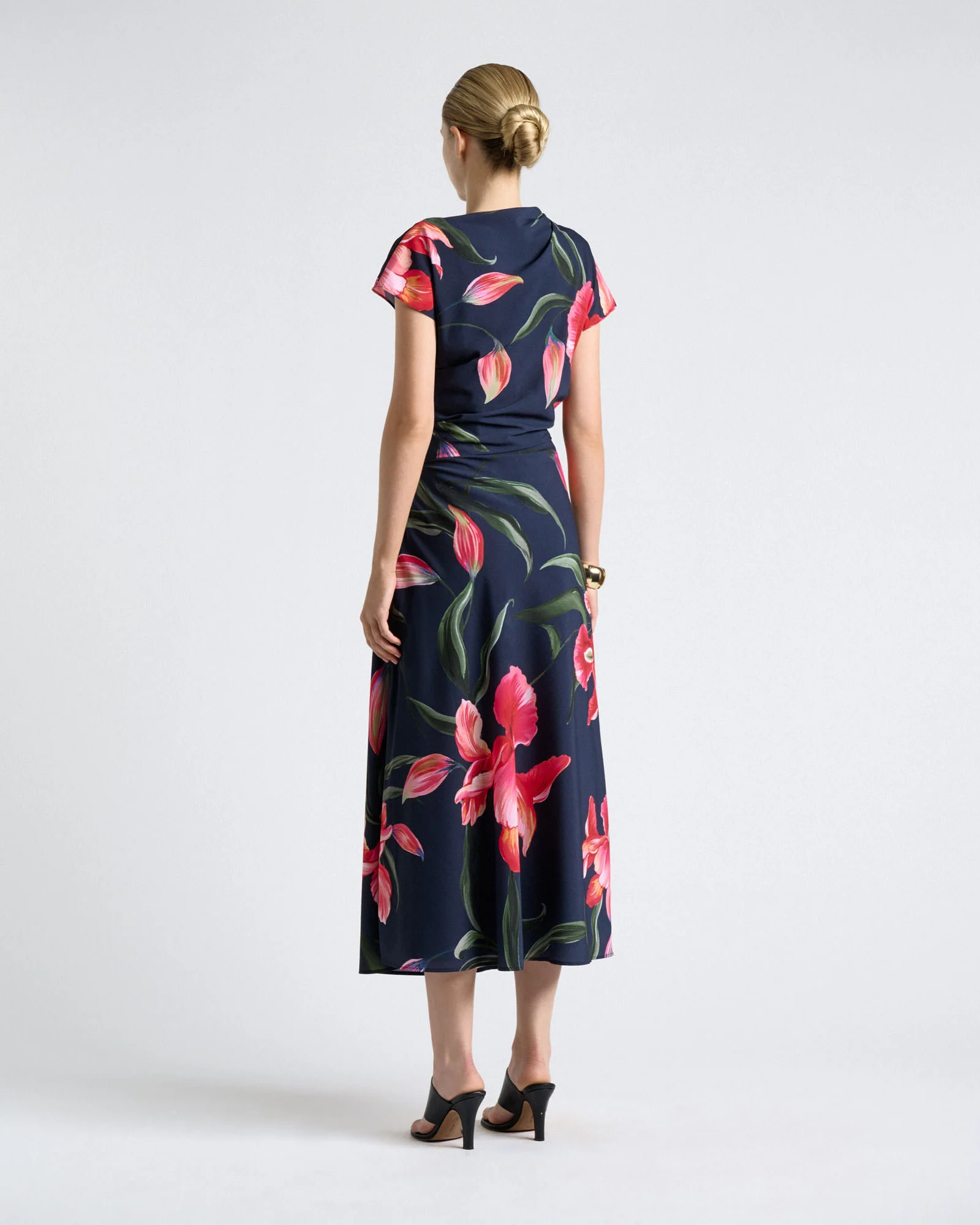 Pink Iris Serenade Drape Neck Midi Dress - Image 4