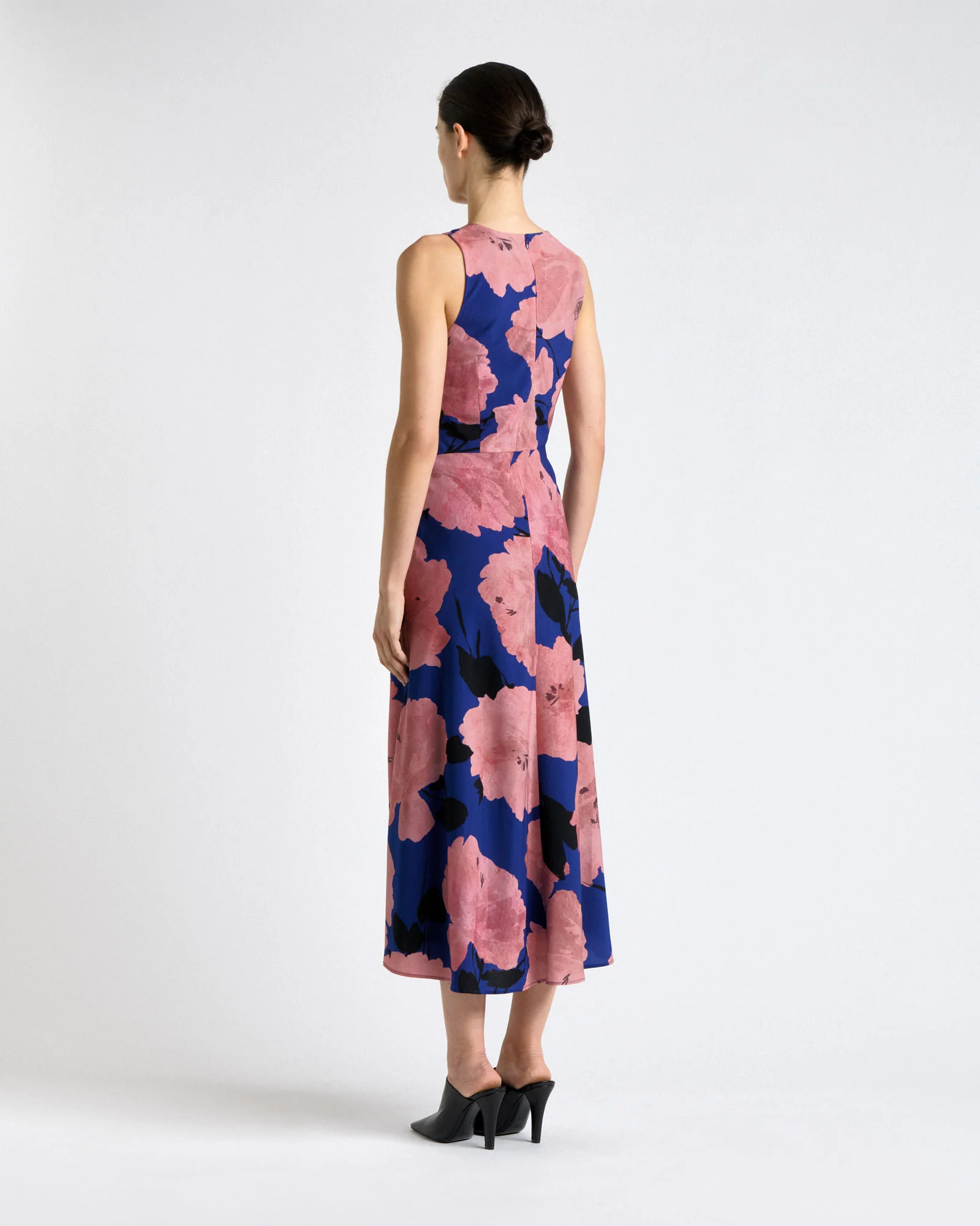 Pink Stencil Floral Halter Neck Midi Dress - Image 4