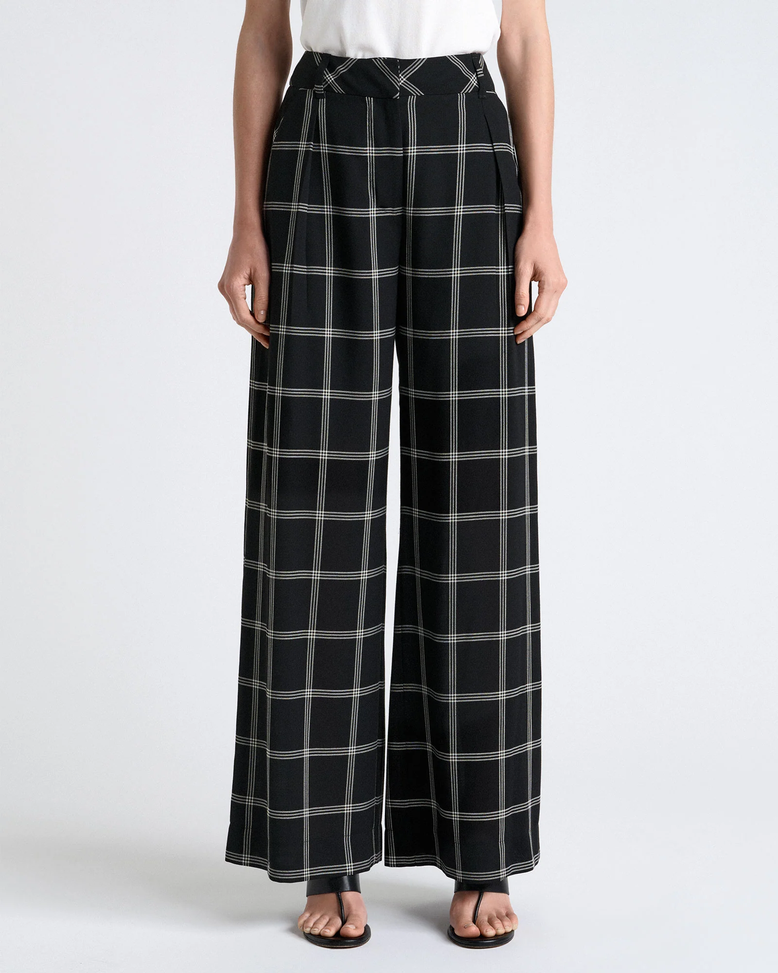 Recycled Check Wide Leg Pant