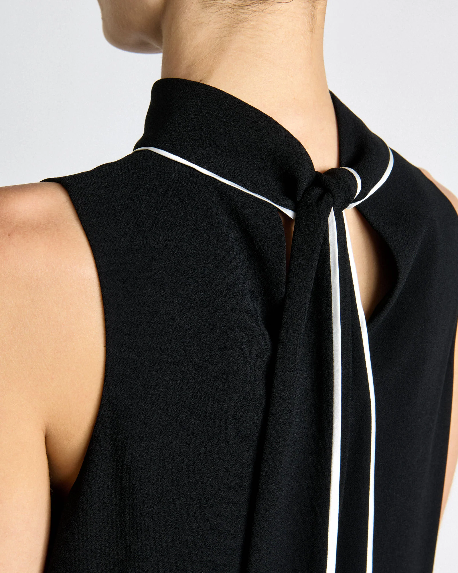 Recycled Crepe Tie Neck Mini Dress - Image 3