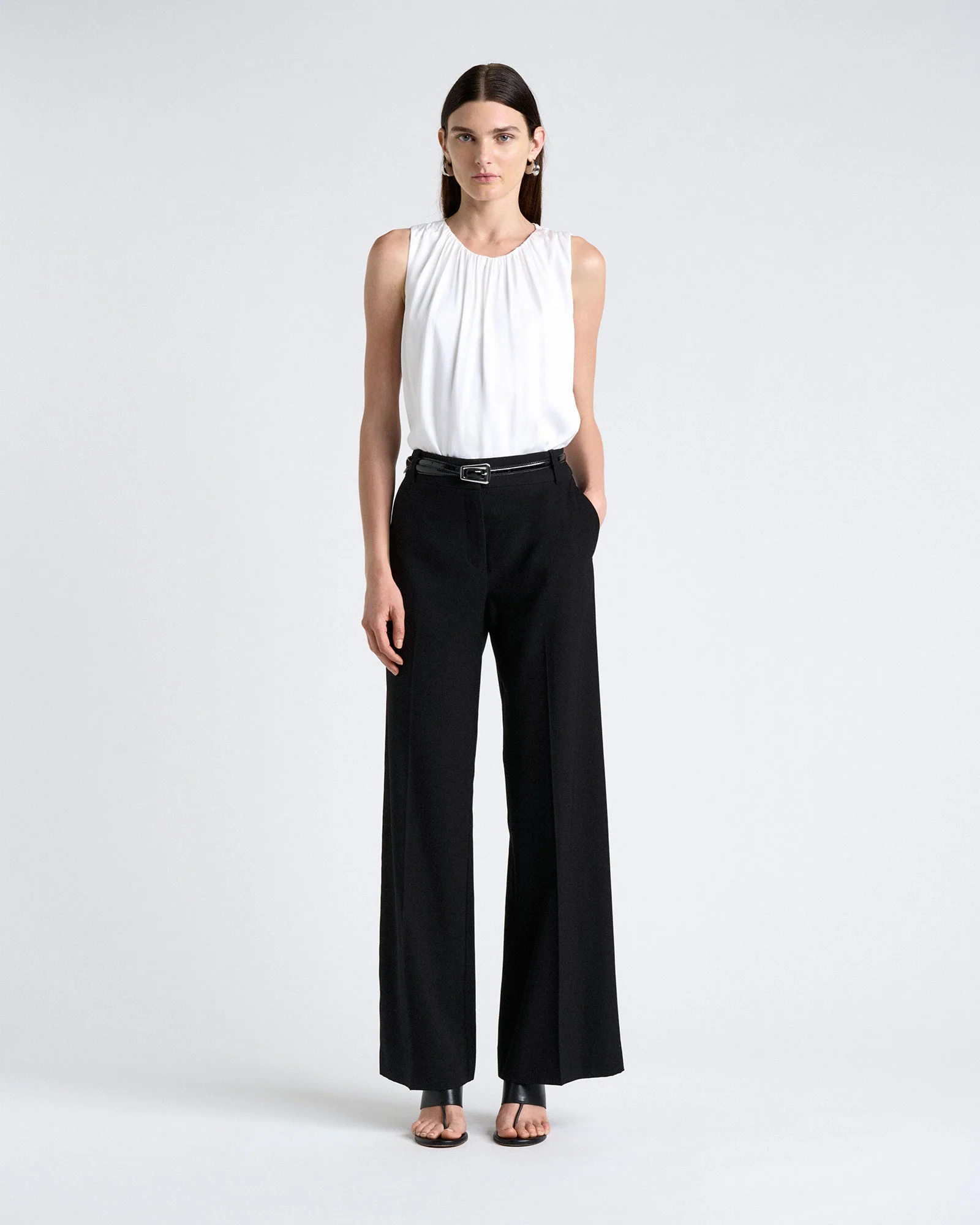 Satin Gathered Neck Top - Image 2