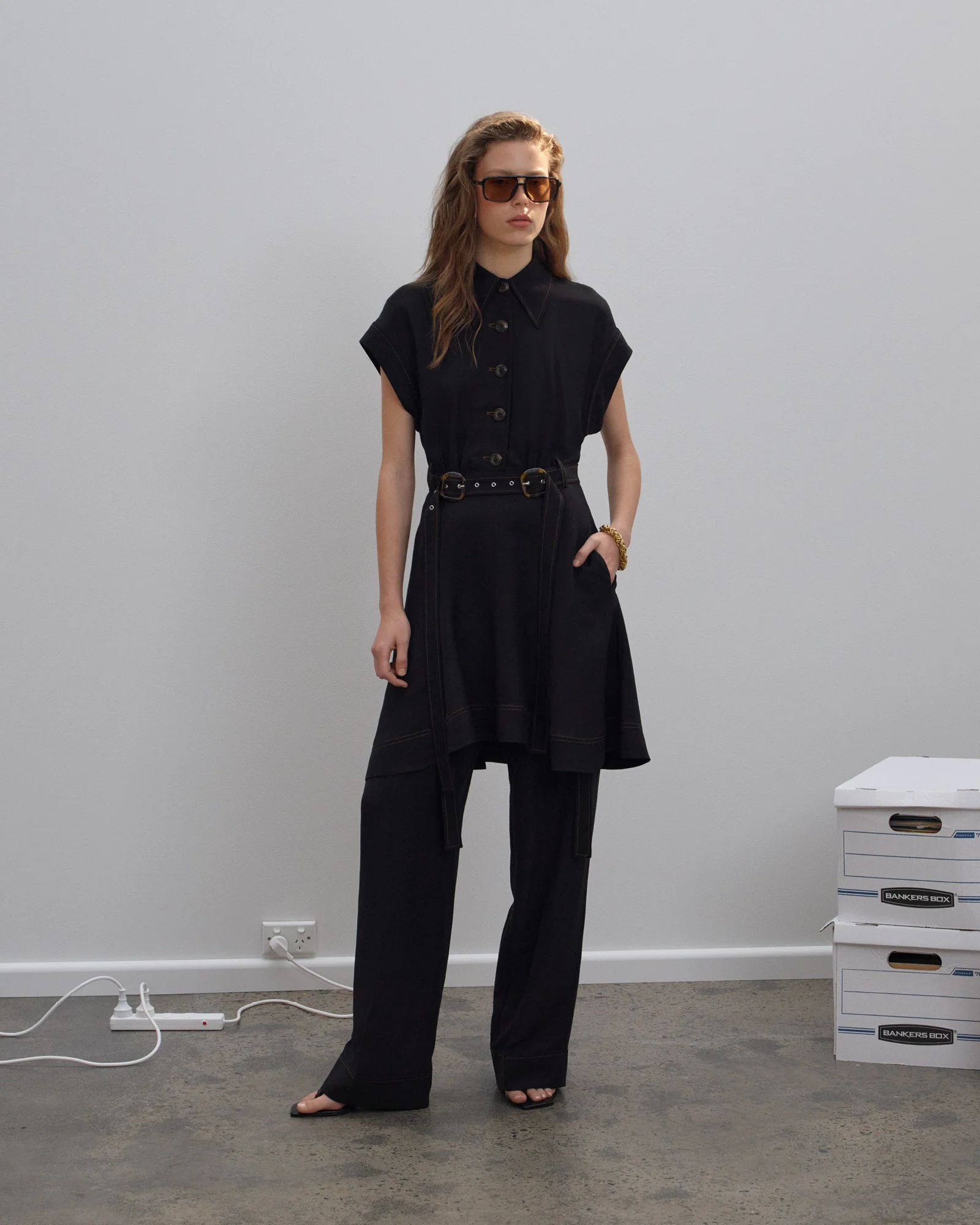 Viscose Blend Topstitched Mini Dress - Image 8