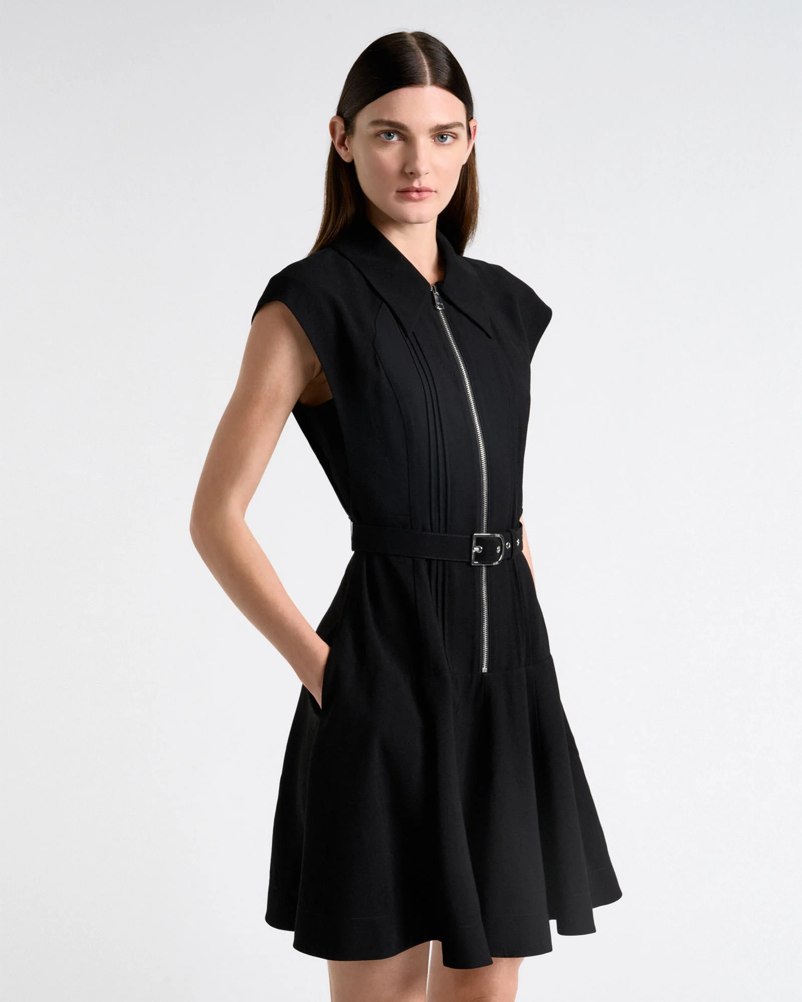 Viscose Twill Pintuck Mini Dress - Image 2