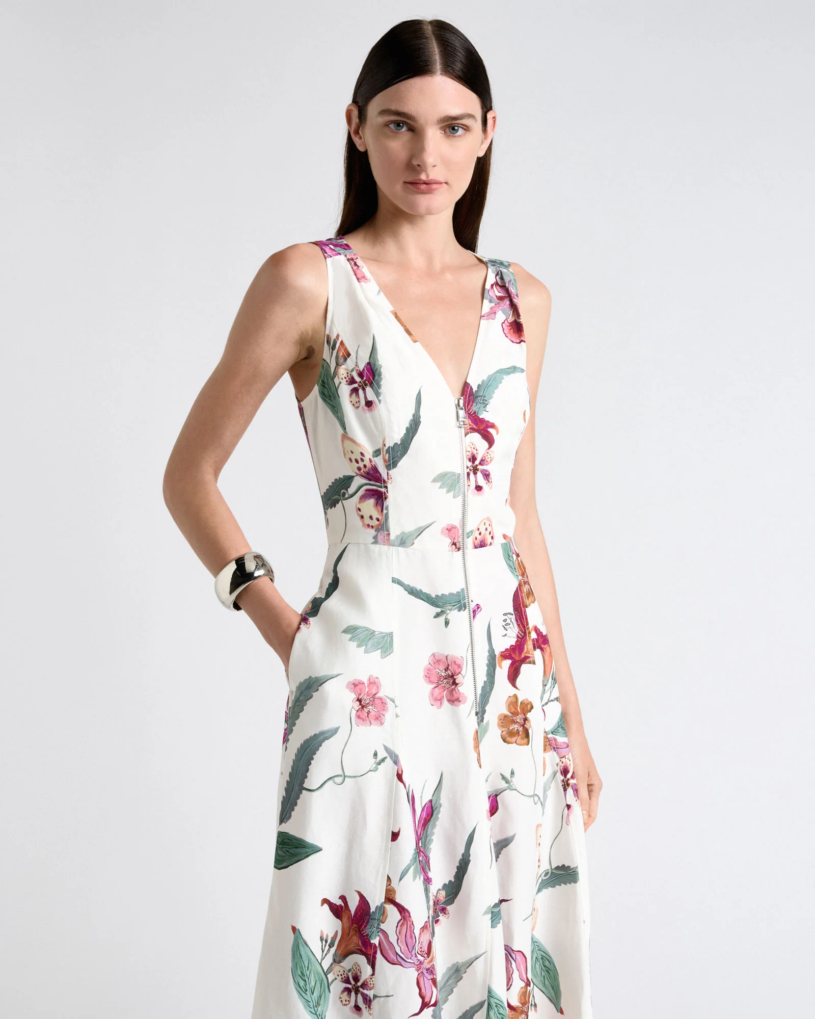 Wild Orchid Zip Through Midi Dress - Image 2