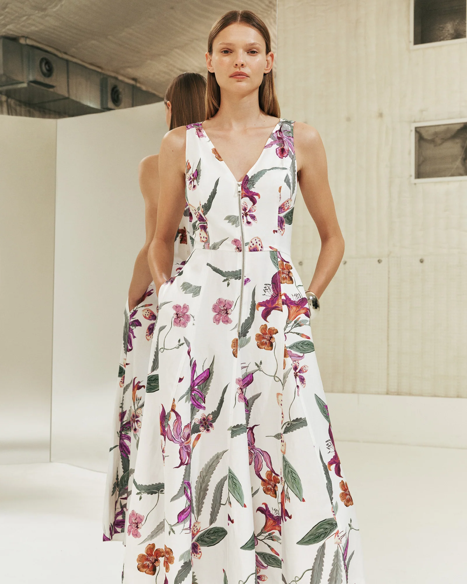 Wild Orchid Zip Through Midi Dress - Image 6